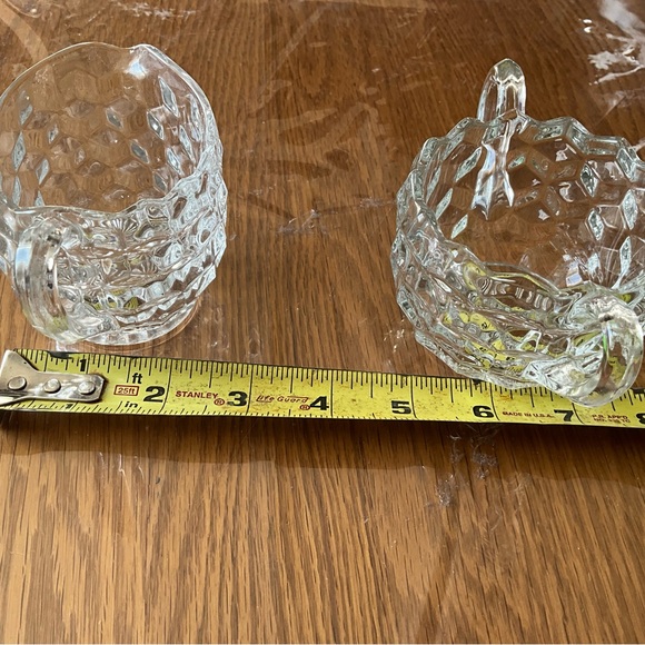 Vintage Fostoria American Clear Glass Cubist Creamer & Open Sugar Bowl - Picture 4 of 5